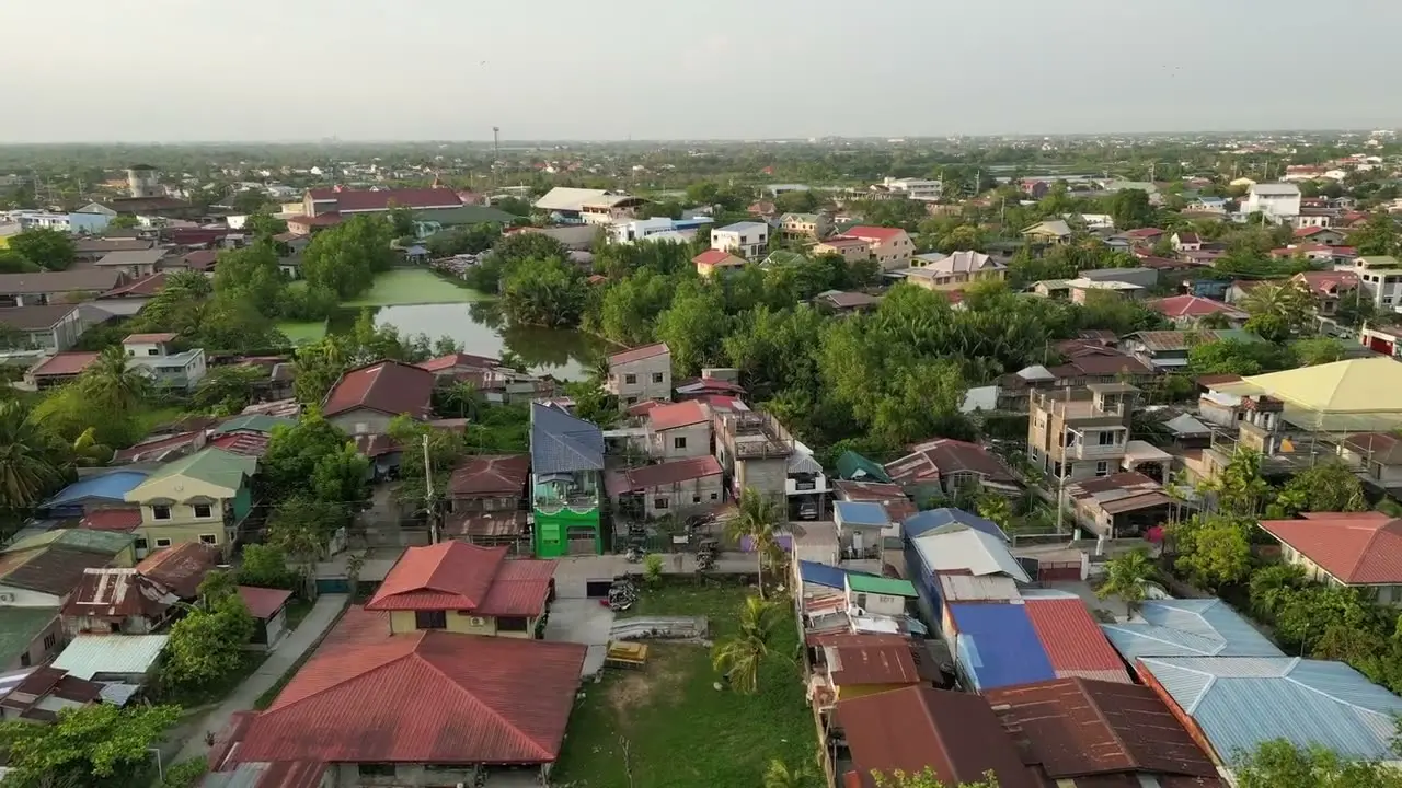 Aerial view of dense low-rise housing in the Philippines